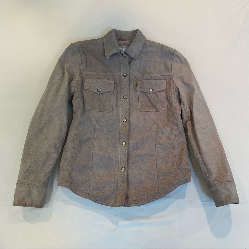 Vintage 90s Wilson's Leather Women's Tan Beige Nubuck Leather Jacket, Size M